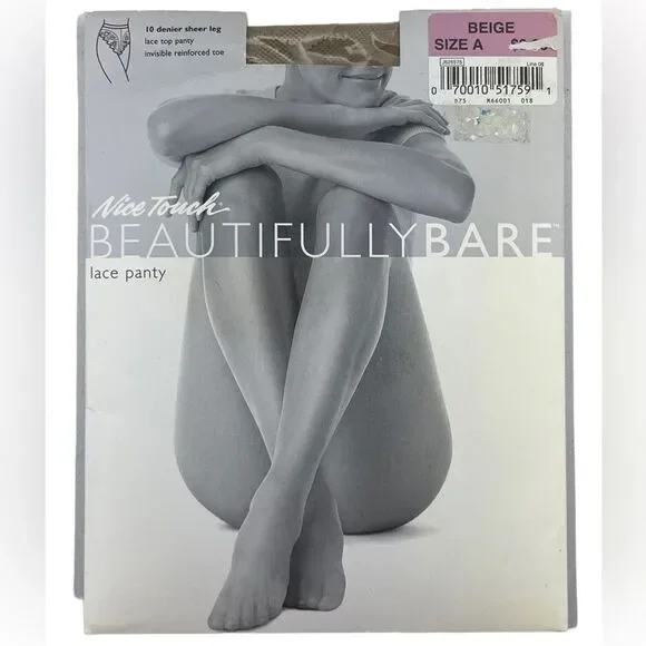 Nice Touch Beautifully Bare Lace Panty beige vintage nylons stockings pantyhose - Picture 2 of 5
